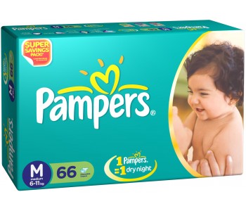 PAMPERS DIAPERS MEDIUM 66 PADS